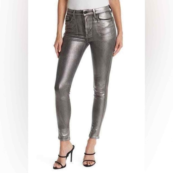 Joe's Charlie High Rise Skinny Ankle Silver Foil Jeans 31 Andromeda Made Us $228
